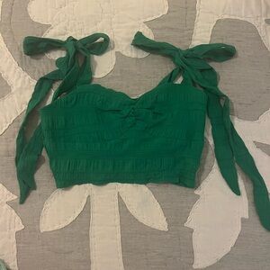 SHEIN Green Bow Strap Tank Top